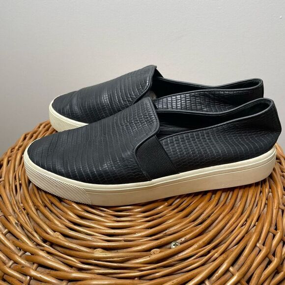 Vince Women's Slip-On‎ Loafers Shoes Size 6.5 Leather Black Snake Print - Picture 4 of 7
